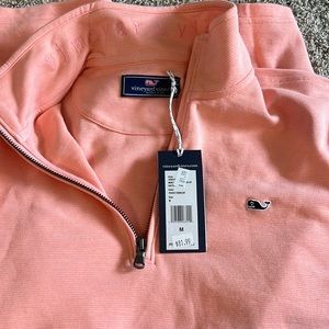 NWT vineyard vines mens peach quarter zip size M